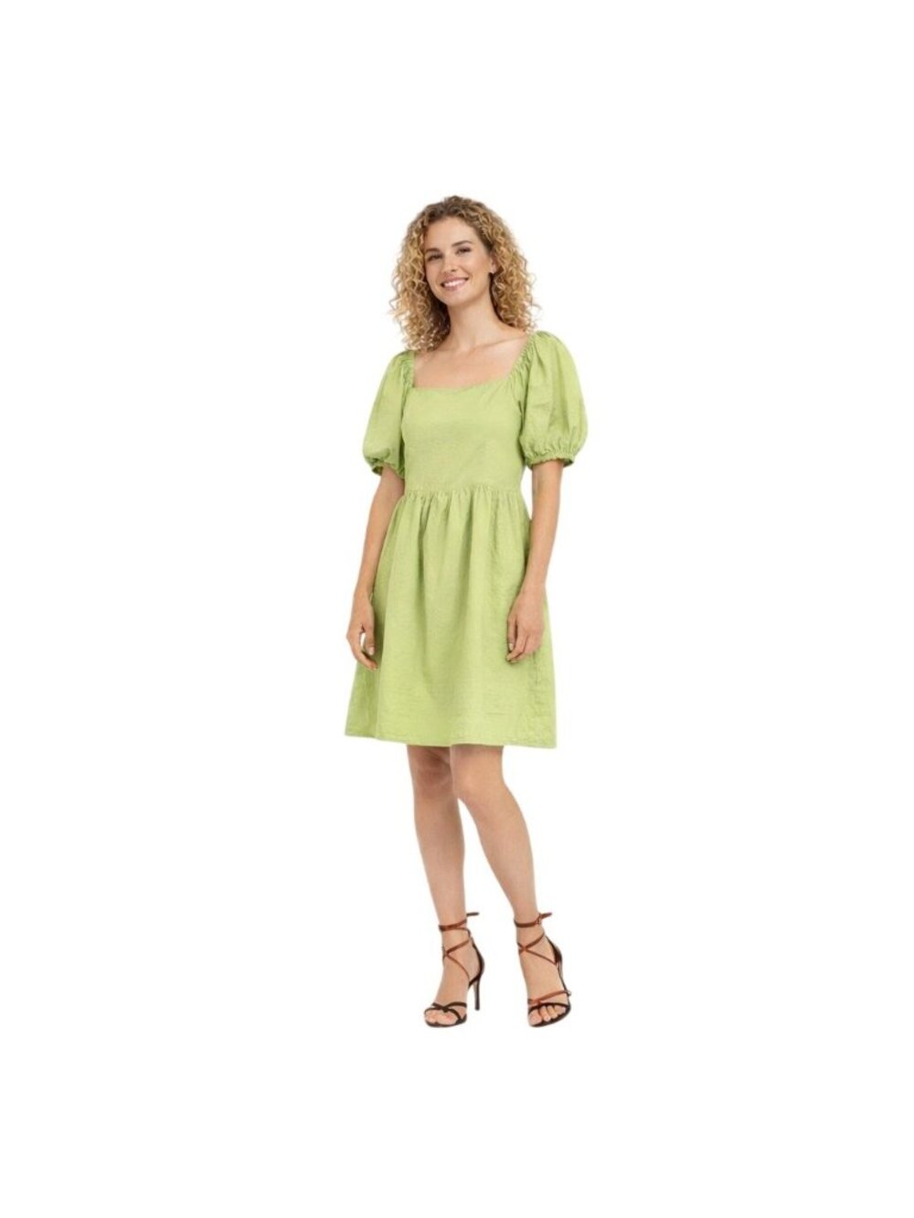 New Princess Highway Green Size 8 Puff Sleeve Cotton Dress